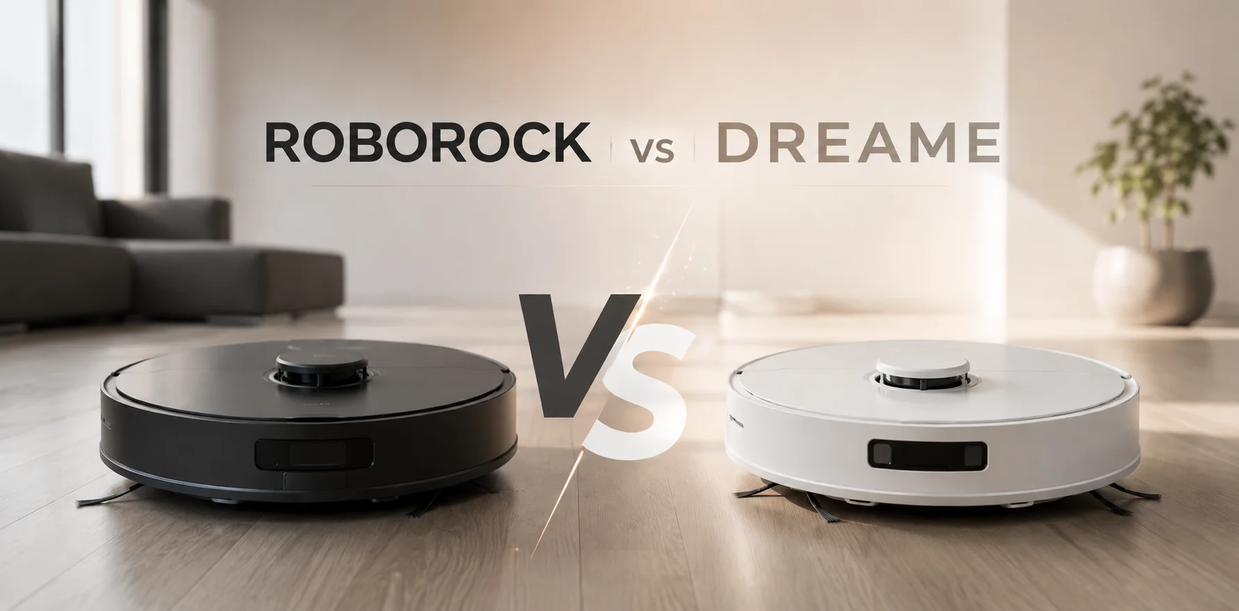 Aspirator robot Roborock și aspirator robot Dreame pe parchet — comparație directă branduri