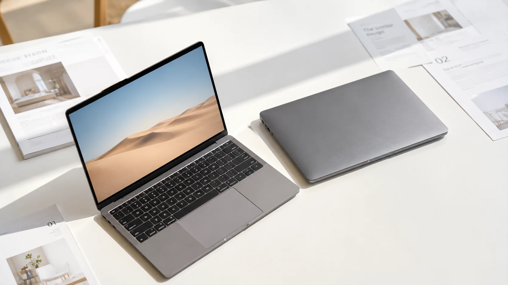 Laptop deschis pe birou luminos — ghid de cumpărare 2026 pentru specificații CPU, RAM, ecran